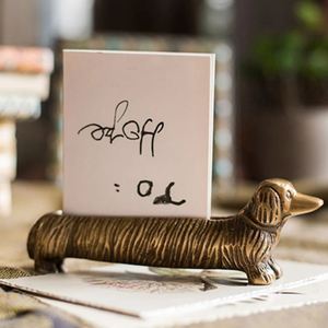 AK latón antiguo acabado Metal Dachshund tarjetero atractivo tarjetero para decoración de oficina/Decoración de mesa - Product Image 3