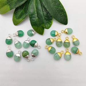 Colgante de Crisoprasa de 8-10 mm, Plata de Ley 925 con Baño de Oro, Dijes de Joyería de Moda al por Mayor - Product Image 2