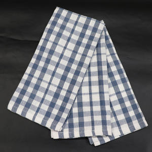 Serviette de cuisine en coton éponge 100% coton blanc et bleu à carreaux pour usage en cuisine - Product Image 2