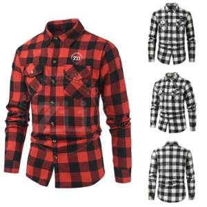 Usine directe flanelle à carreaux % coton respirant à manches longues surdimensionné Plus chemises nom de l'équipe de course personnalisé décontracté hommes - Product Image 5