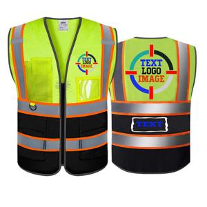 Chaleco de seguridad de malla de algodón transpirable personalizado, uniforme de trabajo de construcción de alta visibilidad ANSI con logotipo reflectante de talla grande - Product Image 4