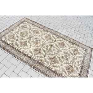 Alfombra Turca de 3.8x6.9 pies, Alfombra Vintage, Alfombra a Rayas Marrones - Product Image 4