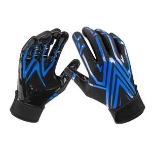 Custom Design Made Heavy Duty Printed Silicone American <b>Football</b> <b>Gloves</b> Breathable Printed <b>Youth</b> Adult Size Features - Product Image 2