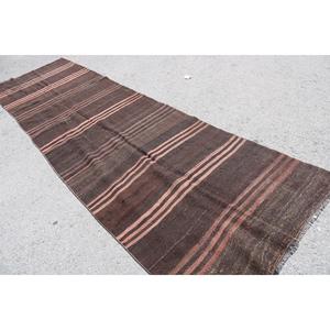พรมตุรกีวินเทจ ขนาด 3.9x12.6 ฟุต สีน้ำตาลลายคิลิม - Product Image 4