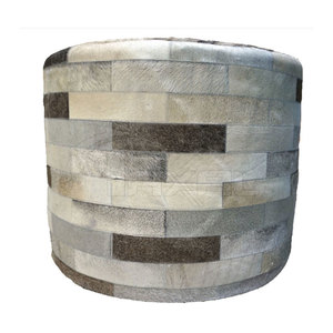 Taburete reposapiés de madera para el pelo, taburete de tela de madera para pies, taburete de cuero de vaca - Product Image 3