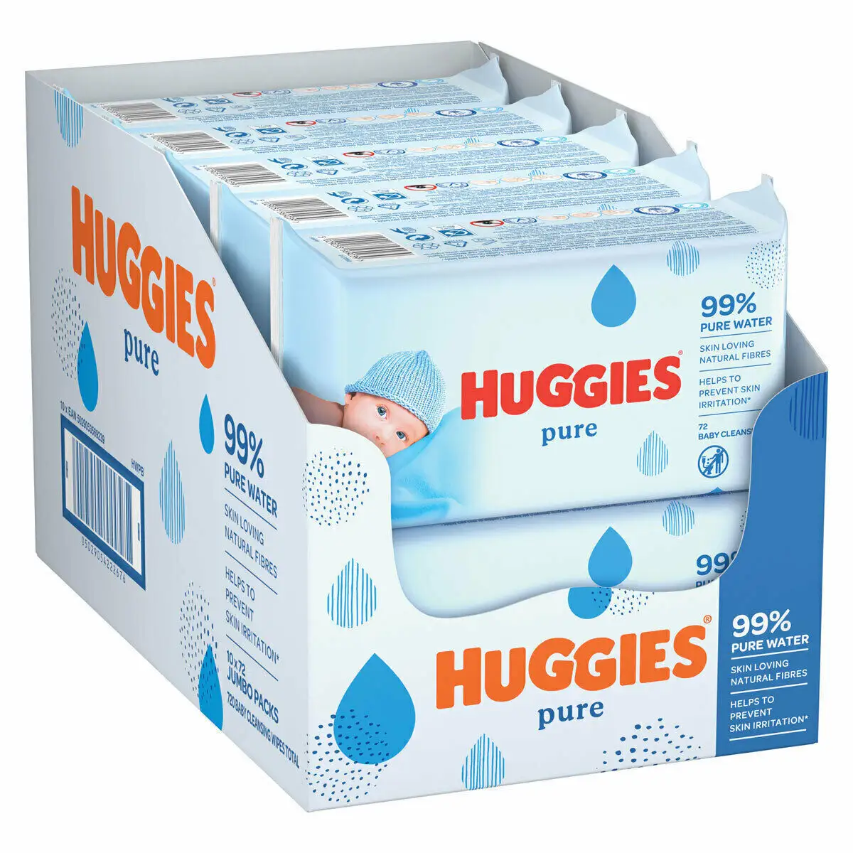 Comprar os melhores lenços umedecidos para bebês Huggies pele com água pura e purificada 99% úmida no Reino Unido