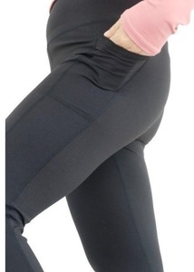 Leggings noirs 100% coton pour femmes vêtements de sport décontractés pour adultes taille haute vêtements de fitness respirants avec poche à la taille - Product Image 6