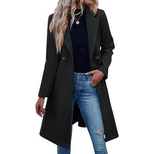 Nueva moda 2025 Otoño Invierno mujer Casual corto tejido frontal Logo ODM manga larga botón Color sólido lana chaqueta cálida abrigo - Product Image 1