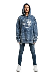 Sudadera con Capucha Personalizada con Logotipo Bordado, Estilo Desgastado, 100% Algodón, Lavado Ácido, Corte Holgado Vintage, Estilo Urbano para Hombre - Product Image 1