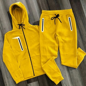 Venta al por mayor de ropa deportiva de invierno de los hombres personalizado completo Zip up chándal cremallera Sudadera con capucha Jogger conjunto de 2 piezas con etiquetas personalizadas - Product Image 1