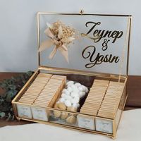 Boîte à bijoux de luxe en métal et verre écologique, faite à la main, avec motif carré et finition dorée