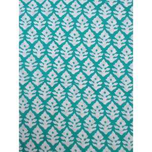 Tela estampada de bloque de mano de algodón puro con patrón Buti sólido verde mar 44 "ancho 90 g/m para revestimiento de tapicería - Product Image 3