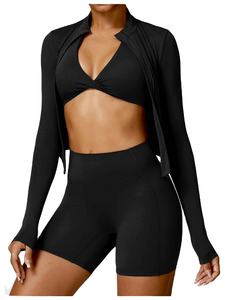 Ensemble de leggings et de haut de yoga imperméable 2 pièces pour femmes avec logo frontal Spandex Polyester Vêtements de sport de fitness Ensemble de yoga - Product Image 2