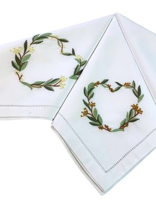 Serviette en tissu de coton personnalisée brodée en forme de fleur de coeur serviette de table avec ourlet serviettes de table maison hôtel événements vacances - Product Image 4