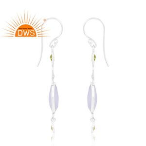 Pendientes colgantes de piedras preciosas de Calcedonia lavanda y peridoto natural de Plata de Ley 925 más vendidos, fabricante de joyería personalizada - Product Image 4