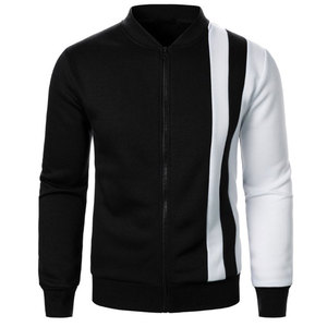 Veste universitaire en toile à bouton unique vintage unisexe noir blanc style streetwear avec bordure côtelée Logo personnalisé Option - Product Image 1