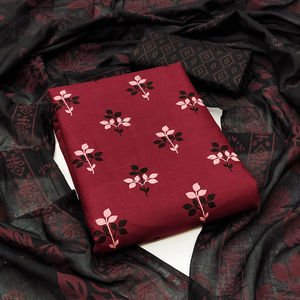 Traje Étnico Indio Nuevo de Estilo Vintage, Color Granate, Estampado Khaddar, Sin Costuras, Salwar Kameez, Vestido de Fiesta para Mujer, de Seda y Algodón - Product Image 1