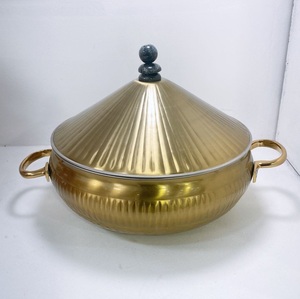 Pot chaud de casserole de réchauffeur d'aliments de conception de vente chaude fait en métal d'acier inoxydable avec la finition d'or - Product Image 2