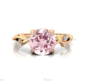 14K solide jaune or rose Morganite véritable diamant bague de fiançailles luxe nouveau infini Design bijoux fins bague en or cadeau pour elle - Product Image 1