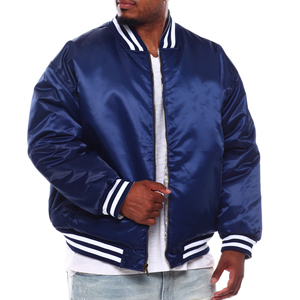 Nouvel arrivage de vestes universitaires en satin au design personnalisé pour hommes Blouson à manches longues uni décontracté pour l'hiver Blouson de baseball pour homme - Product Image 1