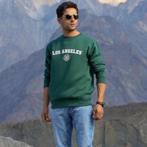 Nueva llegada de invierno Sudaderas de cuello redondo bordadas en verde para hombres Sportar Industry ofrece tarifas al por mayor a granel para la venta - Product Image 3