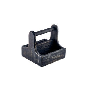 Panier à couverts en bois vintage pour tables de cuisine et comptoirs Installation de type debout pour vaisselle - Product Image 1