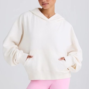 Sweat-shirt à capuche oversize pour femme, velours doux, pull à col rond, logo sur le devant, décontracté, manches longues, confortable, coupe décontractée, tendance - Product Image 6