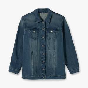 Lightweight Women's Jean Jackets Comfortable Fabric <b>Blue</b> Denim Spring Coat with Turn Down Collar Slim Design - Product Image 3