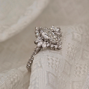 Anillo de Diamante de Corte Marquesa de Plata de Ley 925 de Alta Calidad, Diamante Cultivado en Laboratorio, Oro Blanco de 14K Original, Anillos Finos para Mujeres y Hombres - Product Image 2