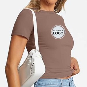 เสื้อยืดคอกลมคอกลมสำหรับผู้หญิงทรงเข้ารูปแบบคลาสสิก - Product Image 2