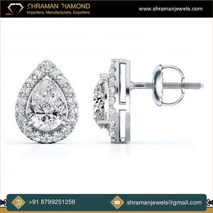 Boucles d'oreilles Halo Moissanite en or 14 carats coupe poire 2.6 CTS D VVS IGL certifié bijoux d'anniversaire de mariage pour femmes plaqué rhodium - Product Image 3