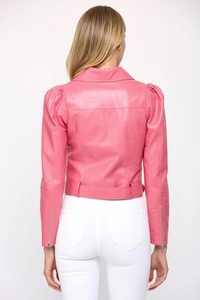 Candy <b>Pink</b> Faux Leather Moto <b>Jacket</b> Winter Clothes For Women Vintage Clothing Leather <b>Jackets</b> PU Faux Leather Motocross <b>Jackets</b> - Product Image 4