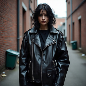 Chaqueta de cuero acolchada de gran tamaño para mujer de alta calidad vaca oveja estilo Letterman abrigo de cuero fabricado de algodón tejido para - Product Image 2