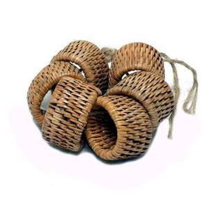 Accesorios de mesa de forma redonda hechos de ratán, servilleteros, artículos para el hogar y la cocina, anillos de sujeción de tejido, precio asequible - Product Image 6