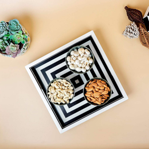 Bandejas con incrustaciones de hueso con resina Bandejas para servir con incrustaciones de hueso hechas a mano Bandejas decorativas con incrustaciones de hueso por Crescent Crafts - Product Image 4