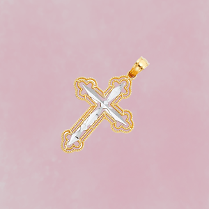 Nueva moda 14K dos tonos chapado en oro Cruz religiosa encanto diseño Vintage herencia católica fe joyería para niños para - Product Image 5