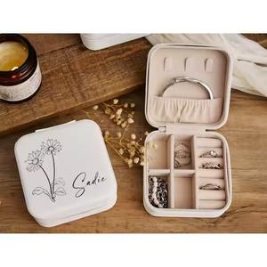 Velvet Jewellery Box Small Square For <b>Travel</b> Portable Box Necklace Earrings Organizer Storage Personalised Gifts For Womens - Product Image 1