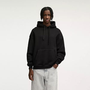 Sweat à capuche noir léger personnalisé pour homme, streetwear unisexe, coton molletonné de haute qualité, écologique, hiver, OEM et ODM disponibles - Product Image 1