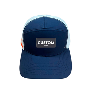Wholesale Custom Logo 7 <b>Panel</b> Laser Cut Hole Sport Hat 3D Embroidery <b>Patch</b> Logo Two Tones Woven Labels Golf Baseball Caps - Product Image 1