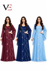 Robe musulmane brodée de paillettes, Abaya arabe de Dubaï, Kaftan ethnique islamique de Dubaï, Arabie Saoudite, Turquie, Maroc, Vêtement ethnique, Robe longue - Product Image 2