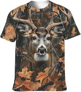 Camiseta de caza Camisetas de manga corta informales con estampado de animales para hombre - Product Image 3