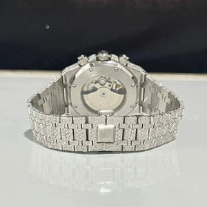 นาฬิกาโมอิสซาไนต์แก้วคุณภาพสูง งานสั่งทำพิเศษ สไตล์โบราณ หรูหรา ประดับเพชร ผ่านการทดสอบเพชร พร้อมใบรับรอง ตัวเรือนสแตนเลส - Product Image 3