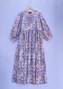 Vestido Midi Floral Hecho A Mano, Vestido Bohemio De Algodón, Vestidos Para Mujer, Regalo Para Su Amado Vestido Largo De Algodón De Flores - Product Image 2