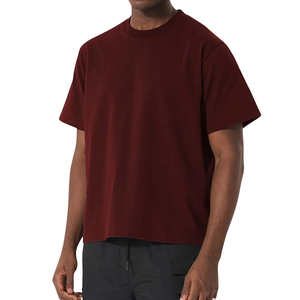T-shirt uni à col rond T-shirts surdimensionnés de haute qualité en coton épais imprimés sur mesure pour hommes - Product Image 2