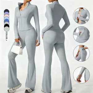 Venta caliente precio barato mujeres compresión conjunto tendencia superior al por mayor por encargo entrenamiento Fitness desgaste Yoga conjunto con logotipo personalizado - Product Image 5