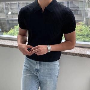 Men's Solid Color Polo Shirt Half Sleeve Turn <b>Down</b> Collar Lightweight Breathable Summer Casual Wear Wholesale T-Shirt - Product Image 5