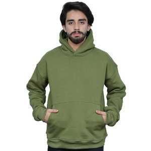 Felpe con cappuccio in cotone 100% con stampa e tinta unita felpe da uomo stile invernale caldo abbigliamento alla moda in kaki - Product Image 2