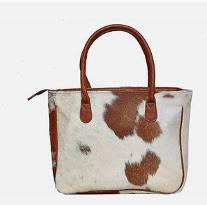 Handmade Genuine Leather Brown White Women's Fashionable Crossbody Tote <b>Bag</b> Durable Stylish Bucket Purse - Product Image 1