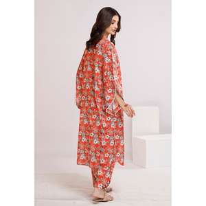 Traje de Dos Piezas Rojo para Mujer, Sin Costuras, 100% Algodón - Product Image 3