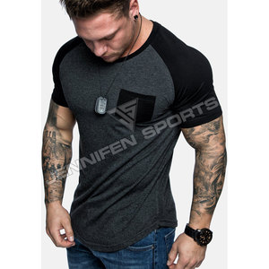 T-shirt vierge personnalisé pour hommes, avec double couleur, tissu en jersey 100% coton, col rond, logo personnalisé avec étiquette intérieure pour col - Product Image 4